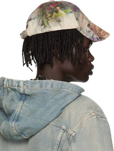 Acne Studios Multicolor Printed Cap In Gray