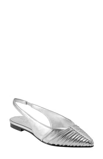 Marc Fisher Ltd Dalatee Slingback Pointed Toe Flat In Silver