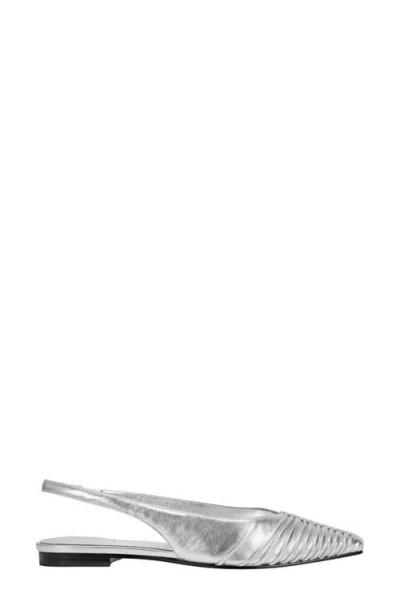 Marc Fisher Ltd Dalatee Slingback Pointed Toe Flat In Silver