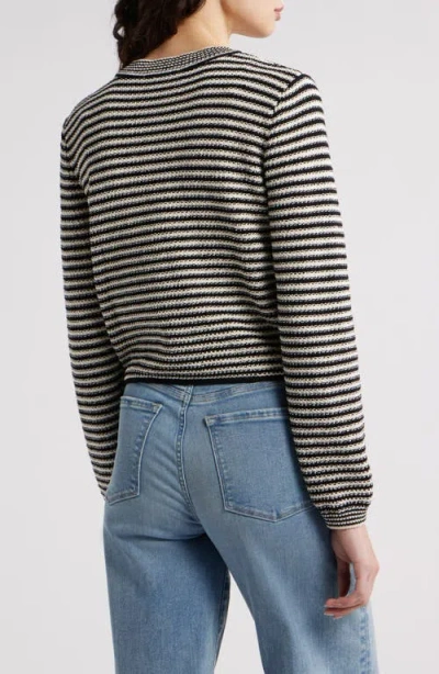 Frame Womens Black Multi The Court Striped Cotton-blend Cardigan