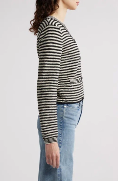 Frame Womens Black Multi The Court Striped Cotton-blend Cardigan