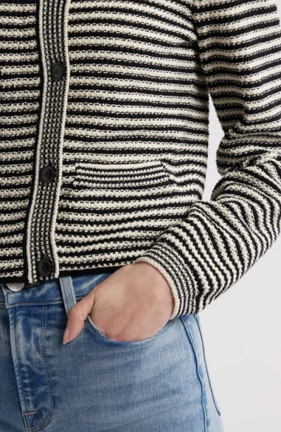 Frame Womens Black Multi The Court Striped Cotton-blend Cardigan
