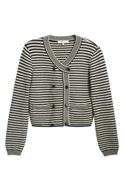 Frame Womens Black Multi The Court Striped Cotton-blend Cardigan