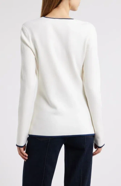 Rag & Bone Ella Front Zip Merino Wool Blend Cardigan In White