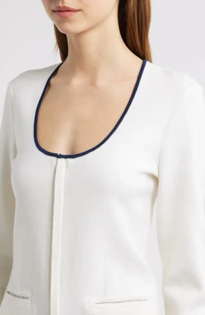 Rag & Bone Ella Front Zip Merino Wool Blend Cardigan In White