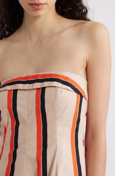 Du Paradis Amaranth Stripe Strapless Cotton Midi Dress