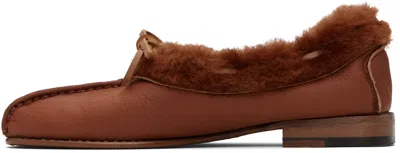 Hereu Tan Tilla Shearling Loafers In Brown