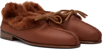 Hereu Tan Tilla Shearling Loafers In Brown