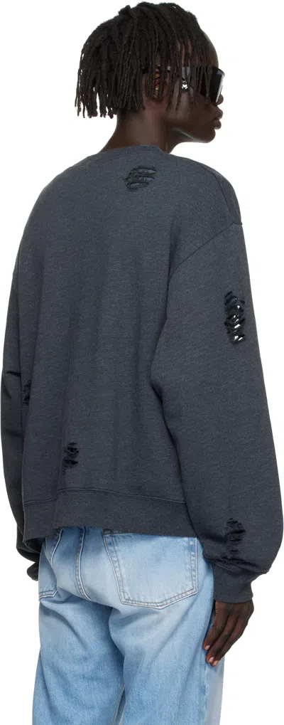 Acne Studios Distressed Logo Printed Sweatshirt In Gray