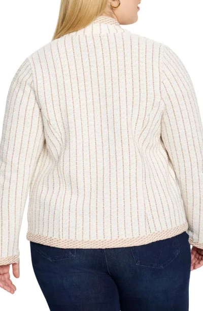 Nic + Zoe Nic+zoe Notch Collar Stripe Knit Jacket In Multi