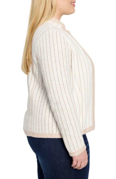 Nic + Zoe Nic+zoe Notch Collar Stripe Knit Jacket In Multi