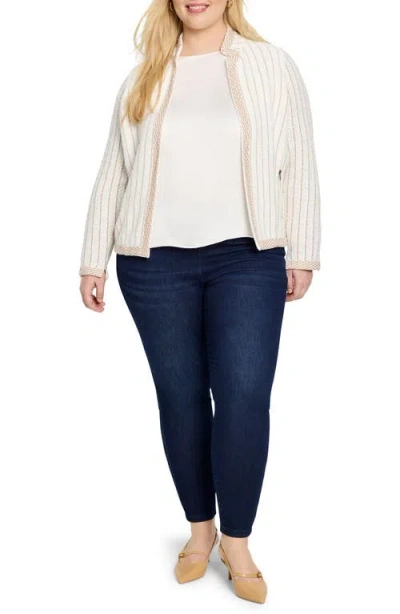 Nic + Zoe Nic+zoe Notch Collar Stripe Knit Jacket In Multi