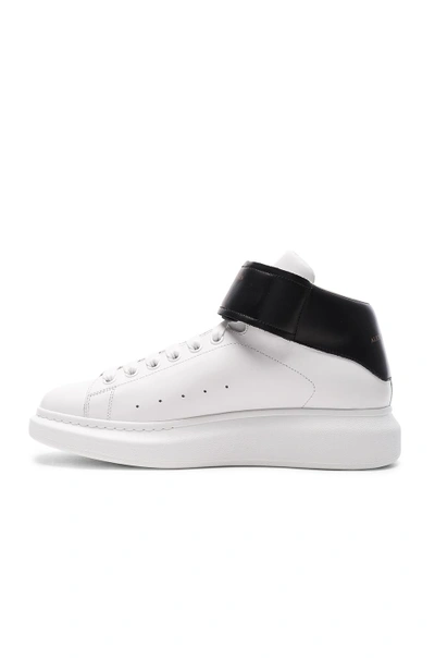 Shop Alexander Mcqueen Strap Platform High Top Leather Sneakers In Black & White