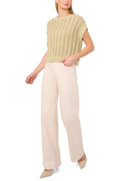 Halogen ® Open Stitch Short Sleeve Sweater In Green