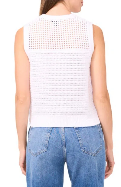 Halogen ® Open Stitch Sleeveless Cotton Side Button Sweater In White