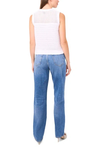 Halogen ® Open Stitch Sleeveless Cotton Side Button Sweater In White