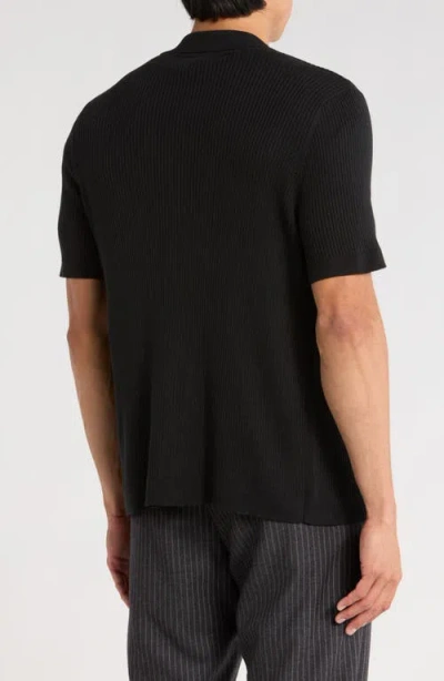 Abound Short Sleeve Button-up Sweater In Black