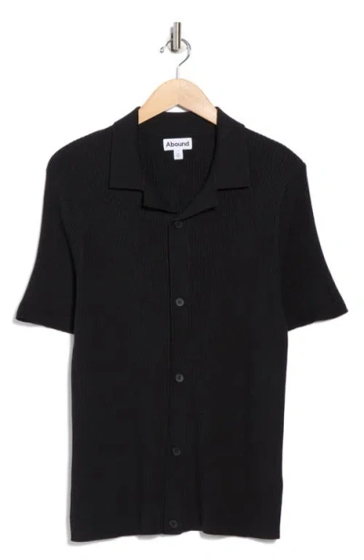 Abound Short Sleeve Button-up Sweater In Black