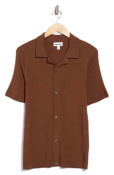 Abound Short Sleeve Button-up Sweater In Brown