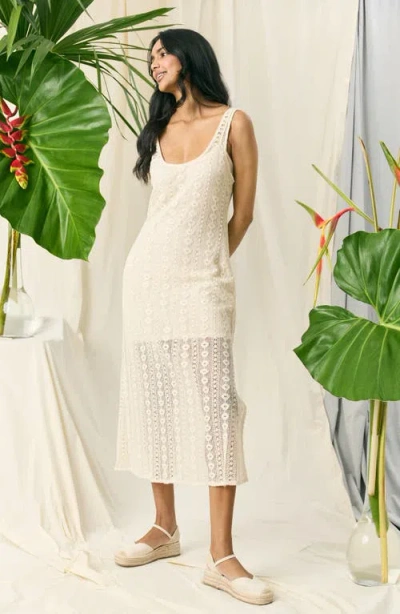 The Good Journey Open Stitch Cotton Midi Dress In Brown