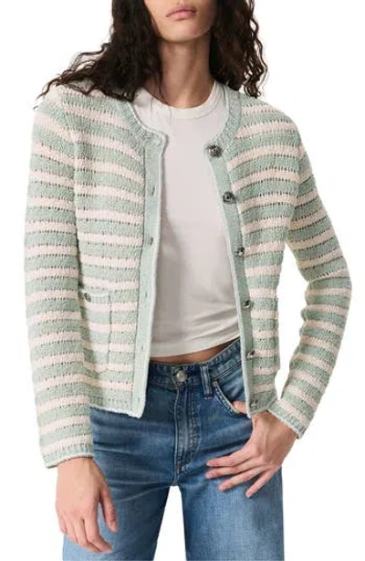 Rag & Bone Jace Striped Cotton-blend Lady Cardigan In Green Multi In Multi