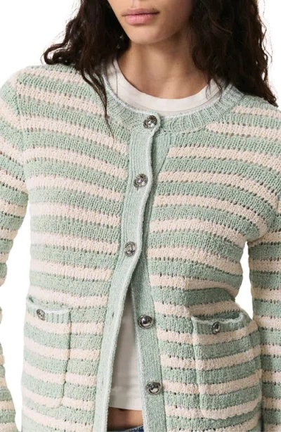 Rag & Bone Jace Striped Cotton-blend Lady Cardigan In Green Multi In Multi