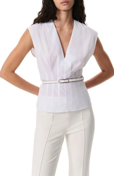 Rag & Bone Ines V-neck Poplin Top In White