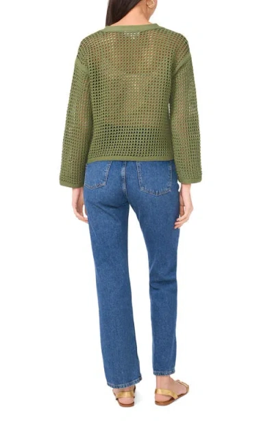 Two By Vince Camuto Open Stitch Lace-up Top In Green