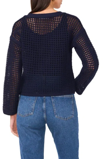 Two By Vince Camuto Open Stitch Lace-up Top In Blue