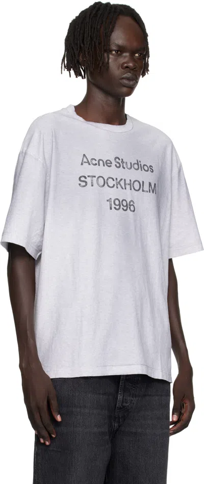 Acne Studios Exford Distressed Logo-print Organic Cotton-jersey T-shirt In Gray
