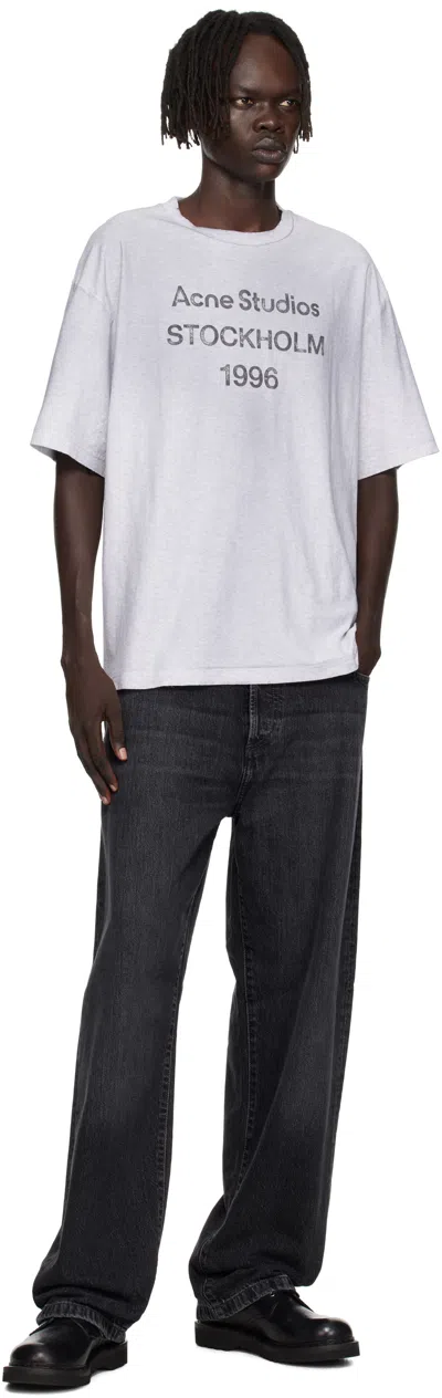 Acne Studios Exford Distressed Logo-print Organic Cotton-jersey T-shirt In Gray