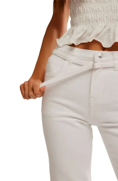 Free People Sabine Belted Slim Bootcut Jeans In White