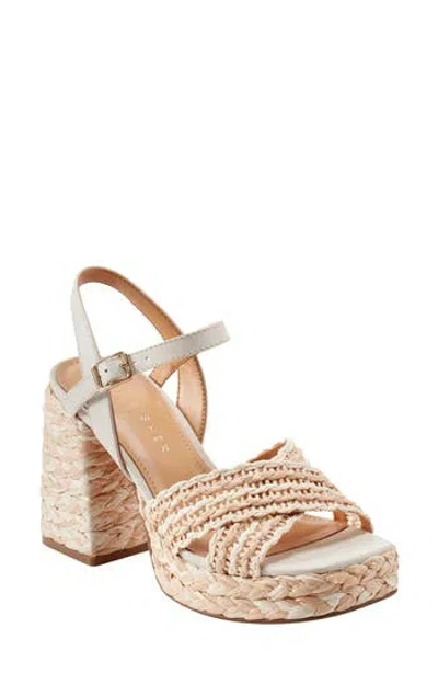 Marc Fisher Ltd Raffia Crisscross Ankle-strap Platform Sandals In Neutral