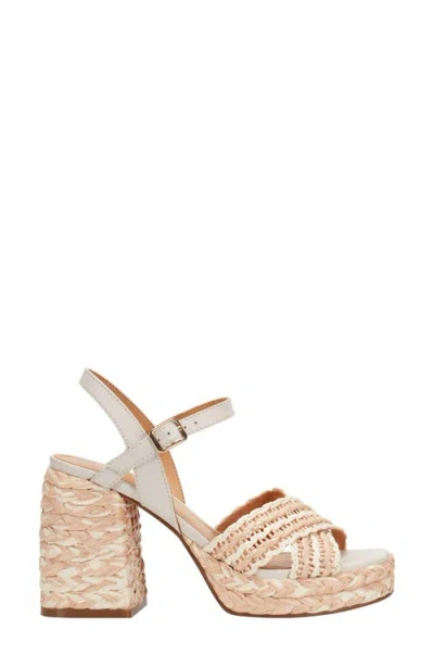 Marc Fisher Ltd Raffia Crisscross Ankle-strap Platform Sandals In Neutral