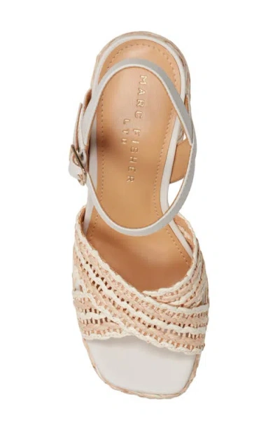Marc Fisher Ltd Raffia Crisscross Ankle-strap Platform Sandals In Neutral