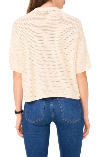 Halogen ® Open Stitch Button-up Polo Sweater In Neutral