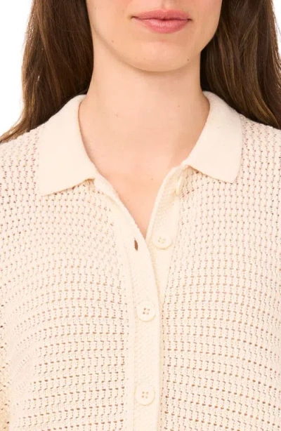 Halogen ® Open Stitch Button-up Polo Sweater In Neutral