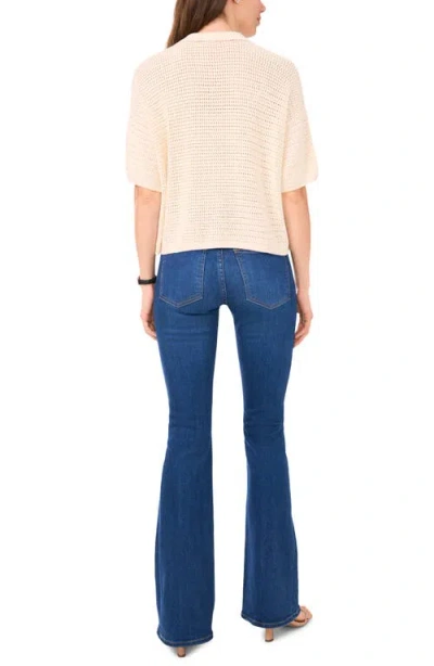 Halogen ® Open Stitch Button-up Polo Sweater In Neutral