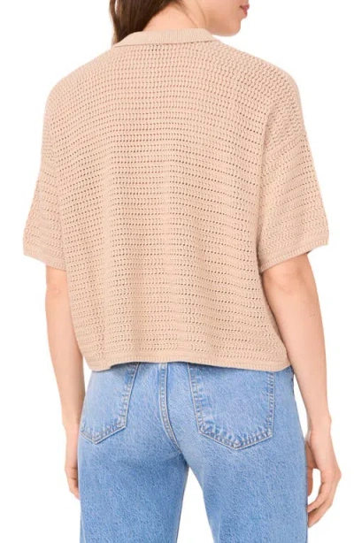 Halogen ® Open Stitch Button-up Polo Sweater In Neutral