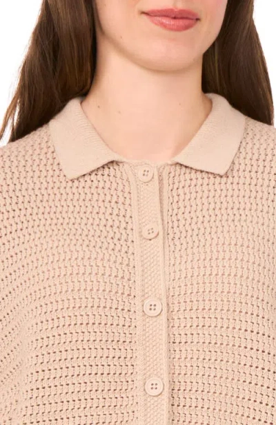 Halogen ® Open Stitch Button-up Polo Sweater In Neutral