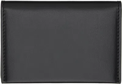 Acne Studios Navy Folded Leather Card Holder In Black