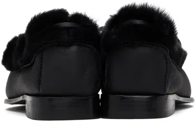 Hereu Fur-trimmed Leather Loafers In Black