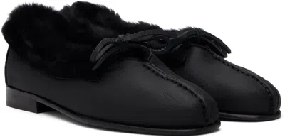 Hereu Fur-trimmed Leather Loafers In Black