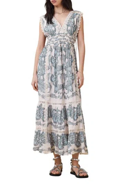 Allsaints Xanthe Lace-trimmed Maxi Dress In Lita Soft Blue