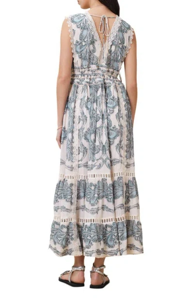 Allsaints Xanthe Lace-trimmed Maxi Dress In Lita Soft Blue