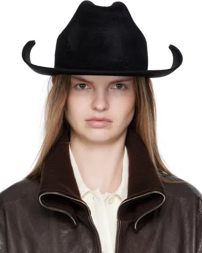 Ruslan Baginskiy Black 'rb' Monogram Cowboy Fedora In Black