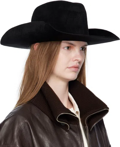 Ruslan Baginskiy Black 'rb' Monogram Cowboy Fedora In Black