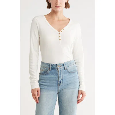 Melrose And Market Long Sleeve Henley In White