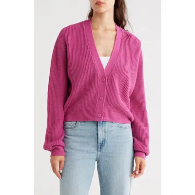 Melrose And Market Button-up Cropped Knit Cardigan In Pink