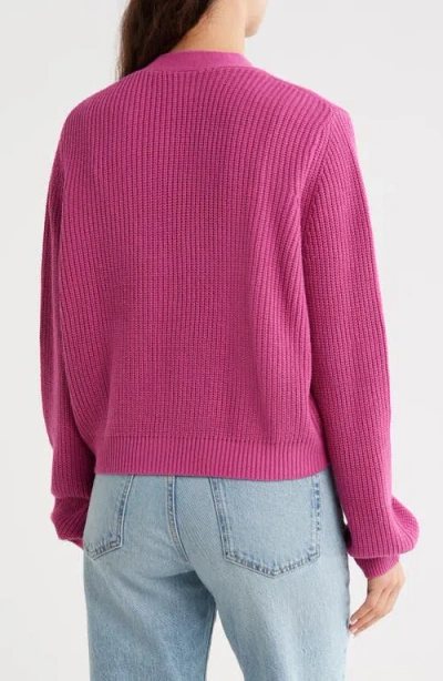 Melrose And Market Button-up Cropped Knit Cardigan In Pink